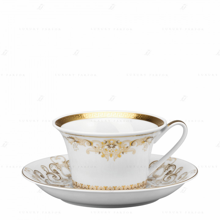 Чашка чайная с блюдцем 0,22л коллекции Medusa Gala Gold бренда Rosenthal Versace