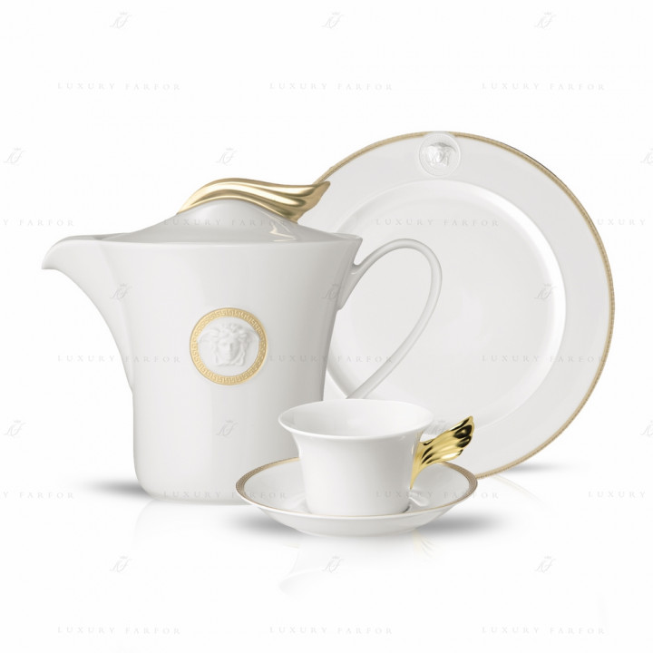 Чайный сервиз на 6 персон, 21 предмет коллекции Medaillon Meandre D'or бренда Rosenthal Versace