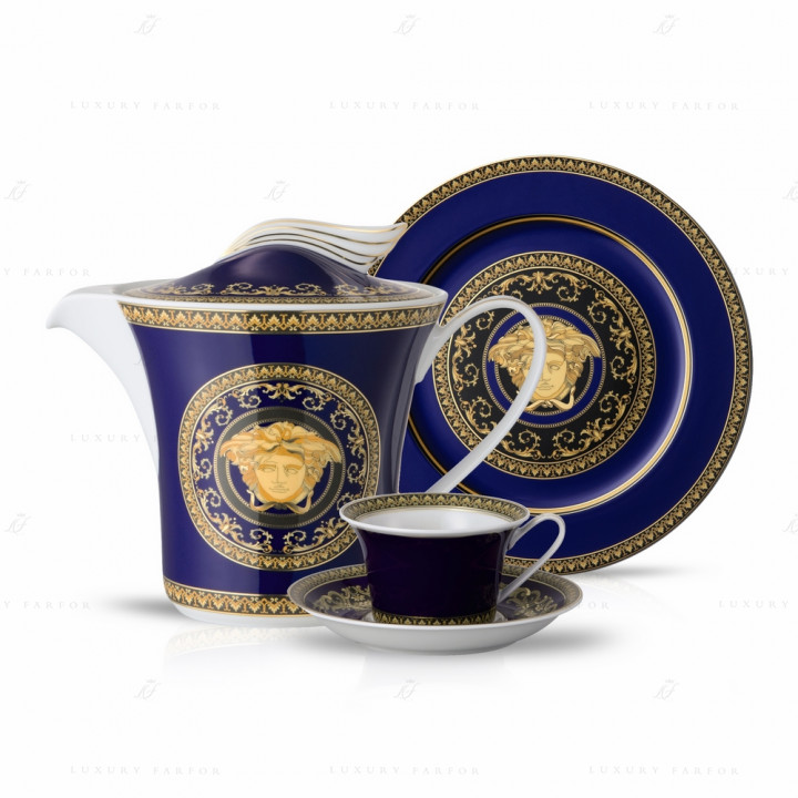 Столовый сервиз на 6 персон, 20 предметов коллекции Medusa blue бренда Rosenthal Versace