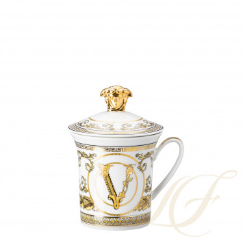 Кружка с крышкой 0,35л коллекции 2021 - Virtus Gala White бренда Rosenthal Versace