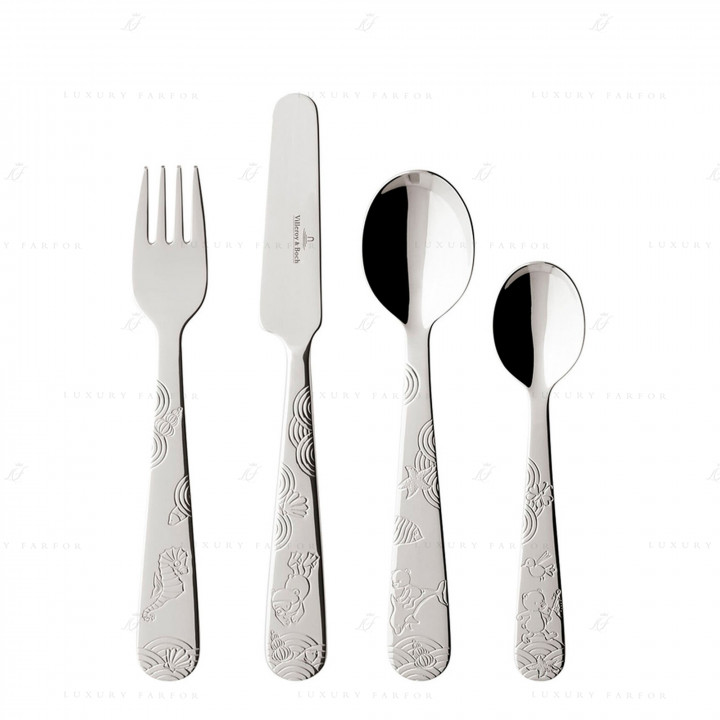 Набор детских столовых приборов из 4 предметов коллекции Happy as a Bear 