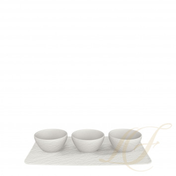 Набор 3 чаши для соуса с подносом 28см коллекции Manufacture Rock Blanc бренда Villeroy & Boch