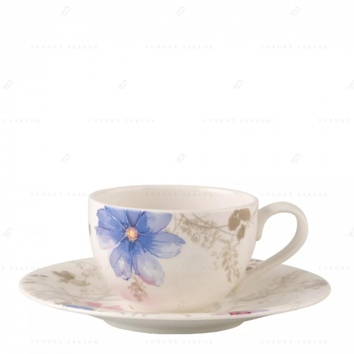 Чашка для завтрака с блюдцем 0,39л коллекции Mariefleur Gris бренда Villeroy & Boch