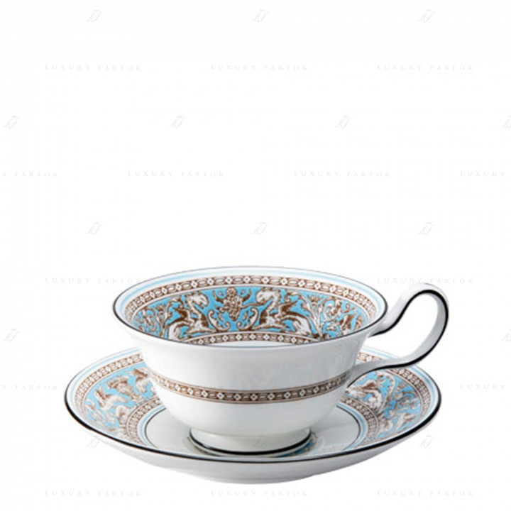 Чашка чайная с блюдцем  коллекции Florentine Turquoise бренда Wedgwood