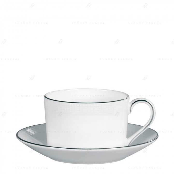 Чашка чайная с блюдцем 150мл коллекции Vera Wang - Blanc Sur Blanc бренда Wedgwood