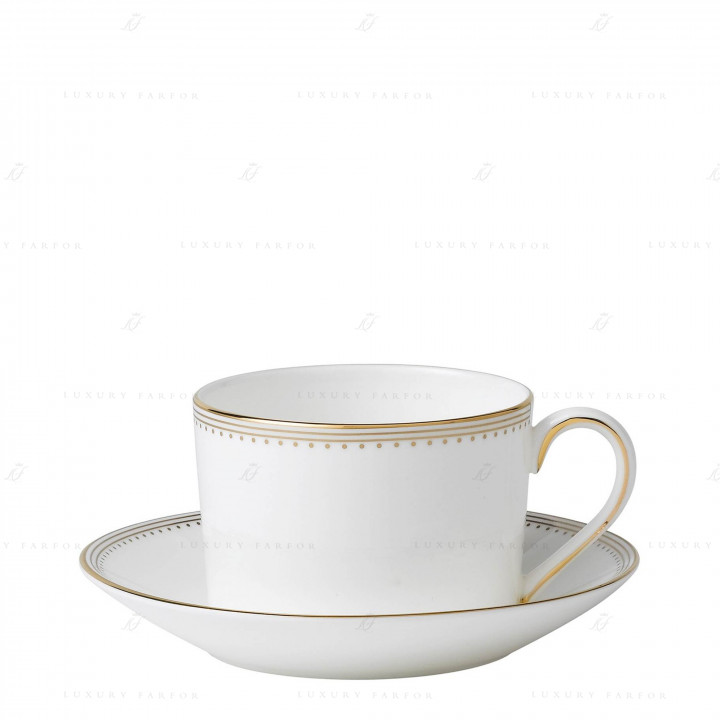 Чашка чайная с блюдцем 215мл коллекции Vera Wang - Golden Grosgrain бренда Wedgwood