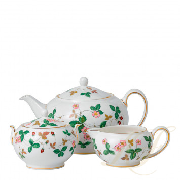 Набор из чайника, сахарницы и молочника коллекции Wild Strawberry бренда Wedgwood